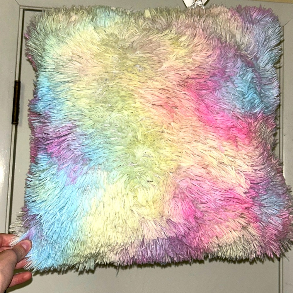 Rainbow fluffy pillow